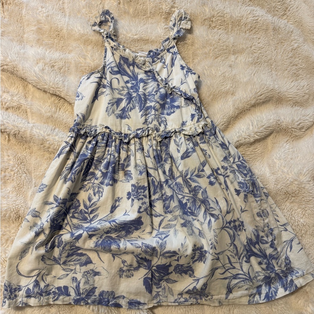 GAP Blue and Cream Floral Kids Dress 6/7